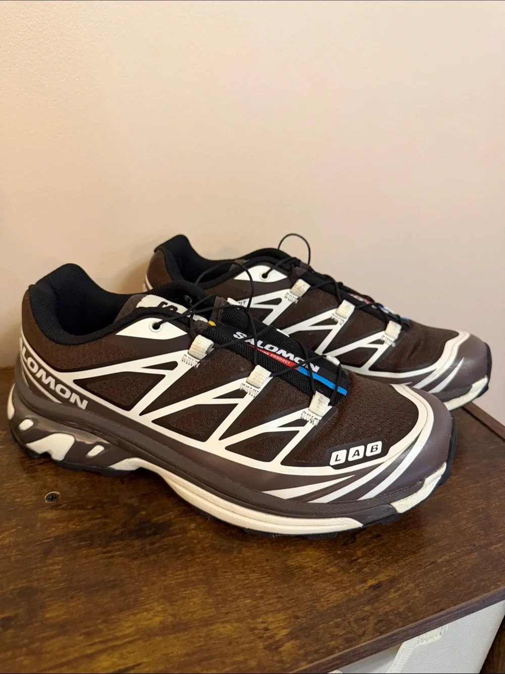 Salomon Brown White and Black Sneakers